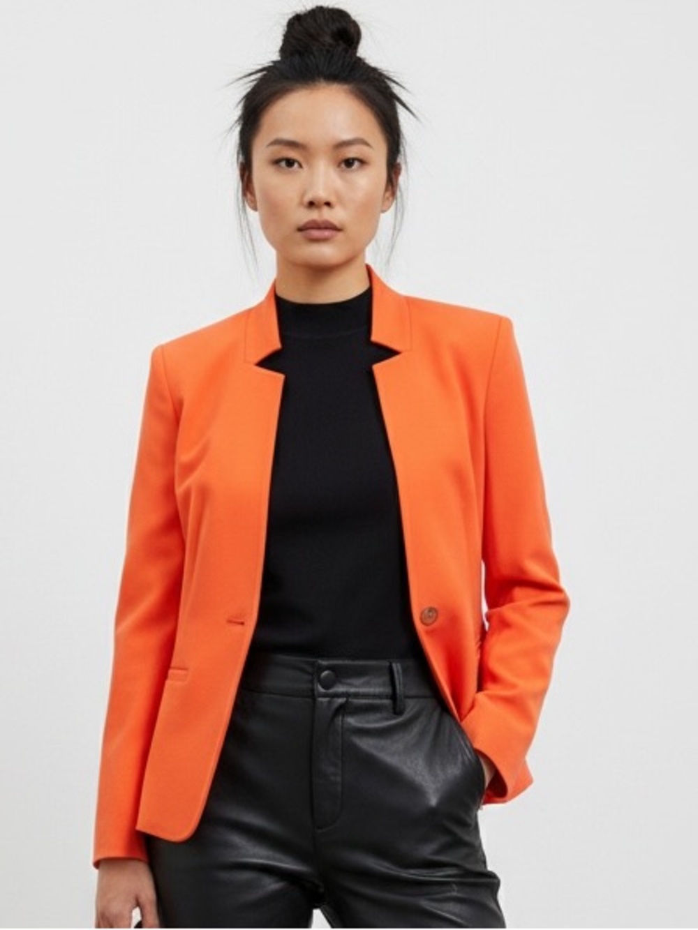 Ann Taylor LOFT Burnt Orange Mandarin Collar Blazer Structured Fit Sz 6